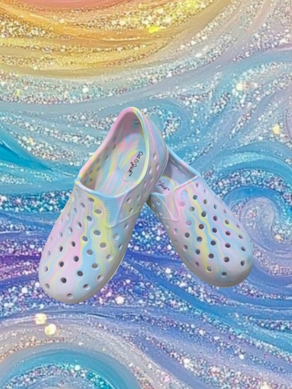 Cat & Jack "Jese" Girl's Blown EVA Pastel Rainbow Slip-on Water Shoes